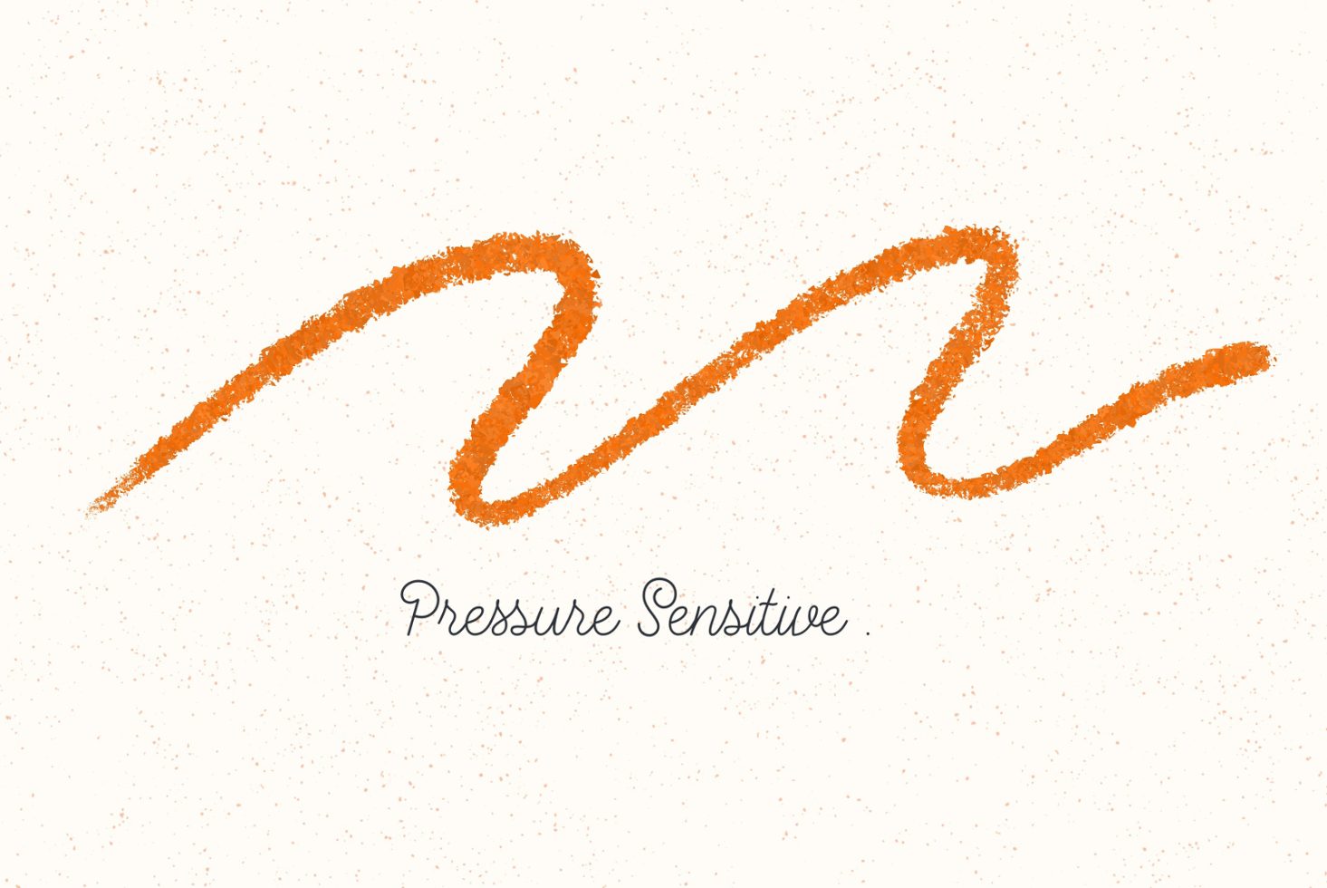 Orange textured brush stroke with pressure sensitivity demonstration for design assets, essential for graphics and fonts categories.